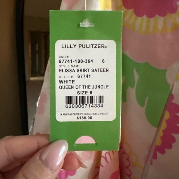 NWT, Lilly Pulitzer Pink and Green Floral A-Line Skirt - Picture 3 of 3